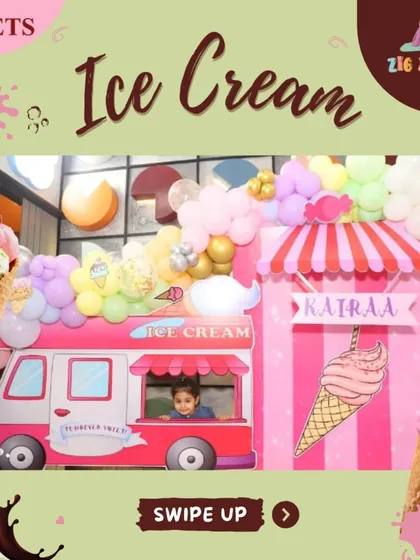 How cool is this ice cream truck photo booth? It was the centerpiece of our ice cream themed party, complete with pastel balloons and sweet decorations.