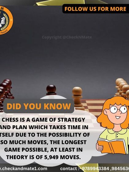 A fact about the incredible complexity and strategic depth of chess, with a theoretically possible game of 5,949 moves.