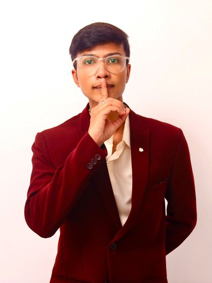 The original photo for my vintage-themed poster. The 'shhh' pose hints at the secrets and mysteries of the show to come.