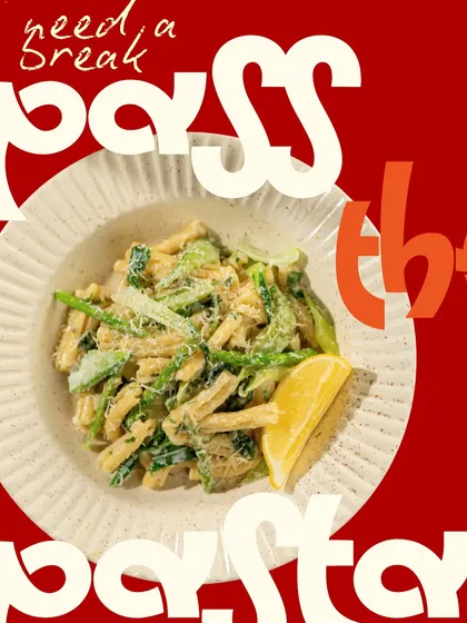 When you need a break, just pass the pasta. This creamy green pasta with a slice of lemon is the ultimate comfort food.