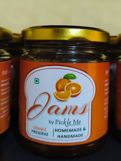 A close-up of our Orange Preserve label. We believe in clear labelling so you know you are getting a homemade and handmade product.