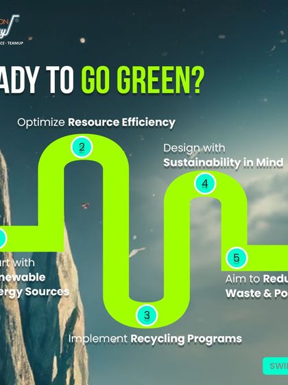 A "Ready to Go Green?" infographic outlining five practical steps for sustainable manufacturing. This visual guide, from using renewable energy to reducing waste, serves as actionable advice, establishing our role as practical, hands-on consultants.