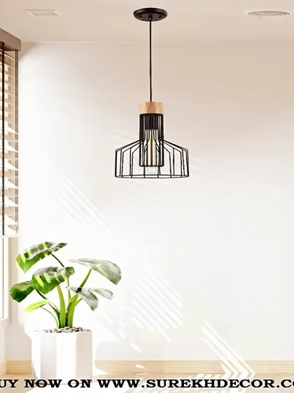 This metal hanging light features a simple cage design, offering a minimalist take on industrial style. The antique black finish and open structure make it a versatile choice for modern interiors.