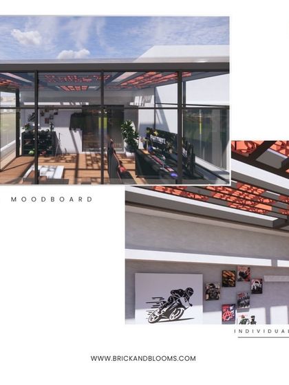 This mood board focuses on the interior details of the terrace room, showing how the light filters through the terracotta jali pergola. It's a perfect example of how we use structures to create atmosphere.