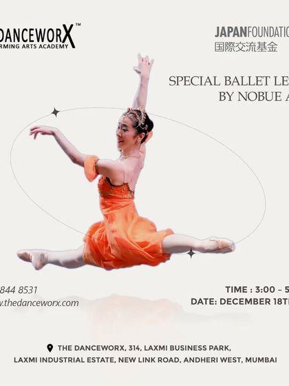 This poster announces a ballet workshop with Nobue Aichi at our Andheri West studio, held in collaboration with the Japan Foundation. These opportunities allow our students to learn from diverse international ballet masters.