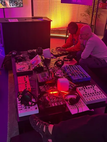A synth jam session at XP Music Futures. I'm always drawn to the spaces where artists and tech heads meet to experiment with new sounds.