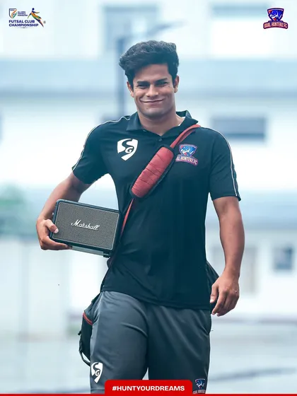 Our goalkeeper arriving with the tunes, setting the mood before the big game.