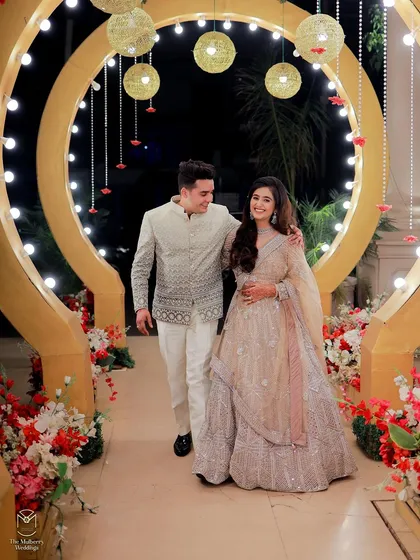 An engagement is a magical moment, and the makeup should be too. Here, I created a soft, romantic look for the bride-to-be that complements her pastel lehenga and the joyous atmosphere.