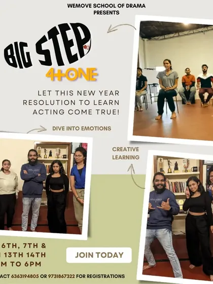 Join us for the 'Big Step 4+1', a two-weekend theatre workshop designed to help you unleash your inner performer. It's the perfect way to start your acting journey.