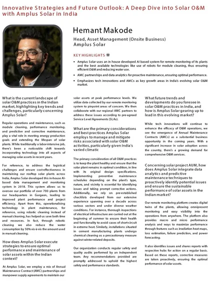 Our Head of O&M, Hemant Makode, details our forward-thinking maintenance practices in an interview. We employ a mix of predictive maintenance, robotic cleaning, and data-driven insights to ensure every plant performs at its peak.