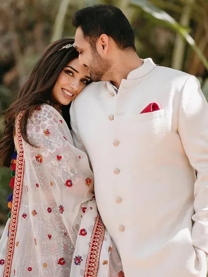 A sweet and romantic portrait of the couple during their pre-wedding festivities.
