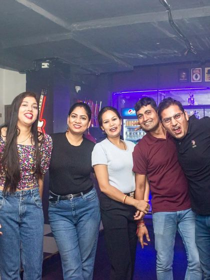 This group of friends is ready to party.