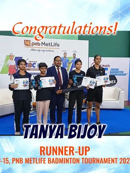 We are thrilled to congratulate our young talent, Tanya Bijoy, for securing the runner-up position in the U-15 category at the PNB MetLife Badminton Tournament. We are committed to nurturing female athletes and providing them with the platform to succeed in competitive junior badminton circuits.