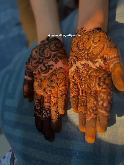 The golden hour hitting this fresh henna stain, making the orange tones glow.