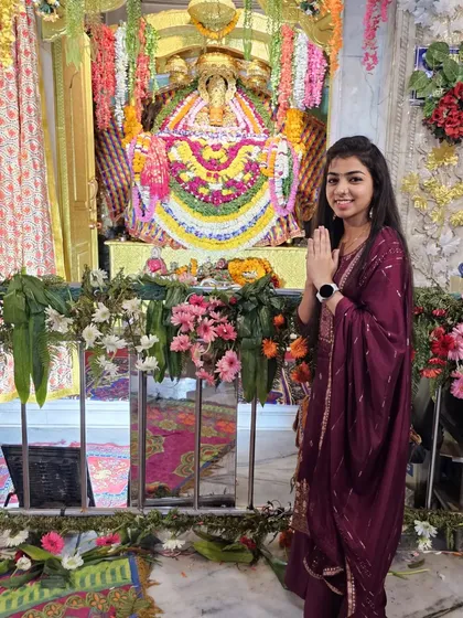 Seeking blessings at a Shyam Baba temple before a performance. My faith is the foundation of my music.