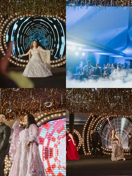This collage captures the scale and energy of the performances, from seated dances to full-stage group numbers.