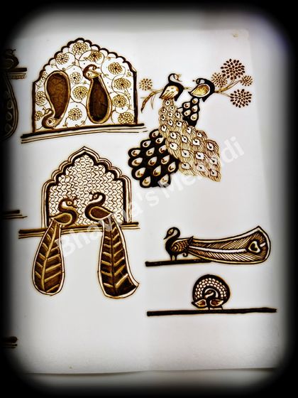 From single peacocks to pairs on a branch, these sketches are essential exercises for any aspiring mehndi artist.