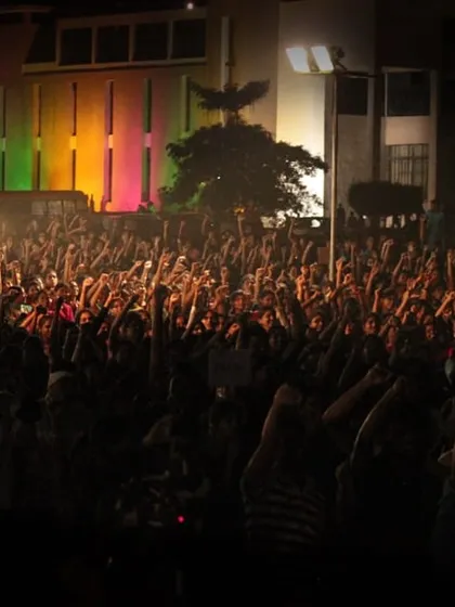 Look at that sea of hands! This was Sparkrill '14, a college festival where the energy was just off the charts. There's nothing like connecting with a massive crowd and feeling that shared excitement.