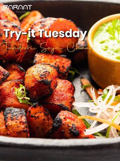 My Tandoori Soya Chaap is a vegetarian delight grilled to perfection, packed with smoky goodness and bursting with exquisite spices.