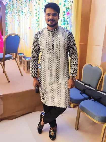 A black and white sequined kurta for a traditional Goddhana ceremony. I love filling my closet with unique traditional outfits for various wedding functions.