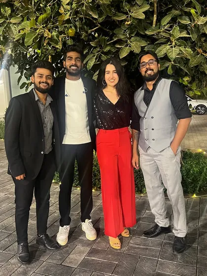 A quick photo with some of the band members during a trip to Bhavnagar for a private show. We love traveling to new cities for gigs.