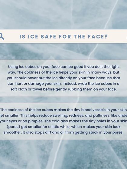 Is it safe to use ice on your face? Yes, if you do it right. Never apply ice directly to the skin. Wrap it in a soft cloth to help reduce swelling, redness, and the appearance of pores.
