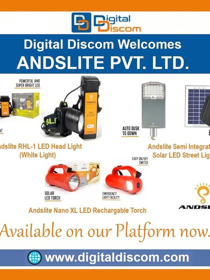 Andslite's range of practical solar products includes a powerful LED headlight, a semi-integrated solar LED streetlight, and a rechargeable torch with an emergency light facility.