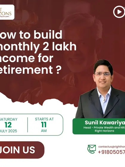 This is an announcement for one of our expert-led webinars focused on a critical retirement question: how to build a monthly income of 2 lakhs. The session details actionable strategies for creating a sufficient retirement corpus through smart investments and disciplined planning.