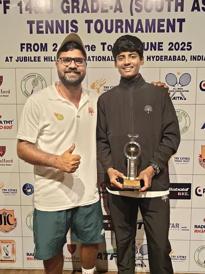 Competing at the highest level in Asia. Here I am with Rishikesh Mane after he secured 3rd place at the prestigious Asian Tennis Federation (ATF) Grade A tournament for South Asia, a major milestone for any junior player.