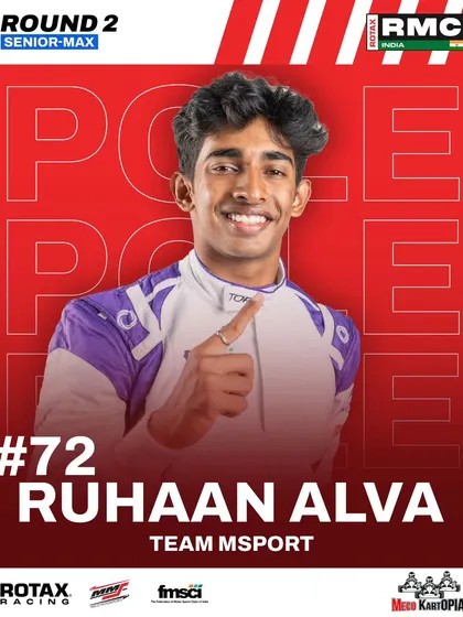 Ruhaan Alva takes pole in the Senior Max qualifying for Round 2.
