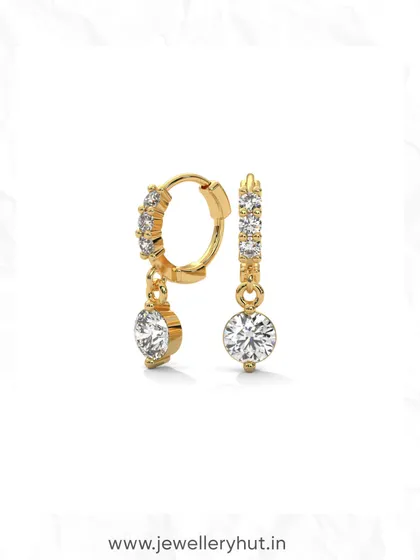 These sparkling drop hoops are a perfect blend of a classic hoop and a dangling solitaire, offering movement and shine.