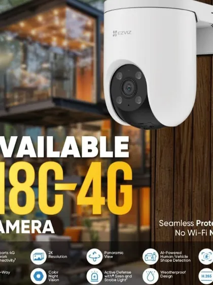 The newly launched Hikvision H8C-4G camera provides seamless protection where Wi-Fi can't reach. It offers 2K resolution, a panoramic view, and AI-powered human and vehicle shape detection.