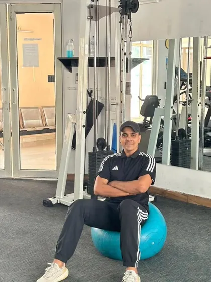 Posing at the Noida Sector 45 gym.