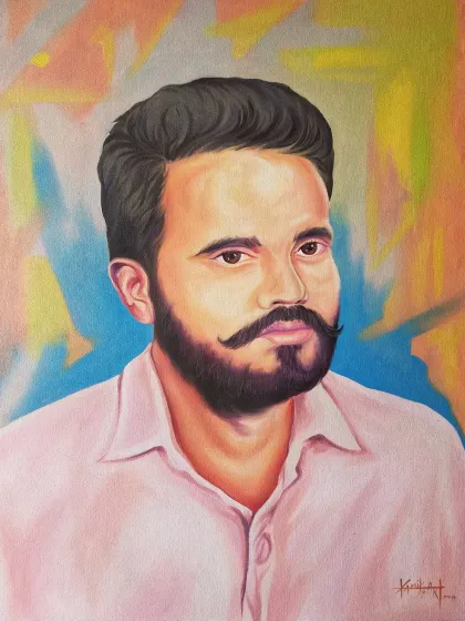 I specialize in bringing old photos back to life. This oil on canvas memorial portrait was created from an older reference picture to honor a client's father.