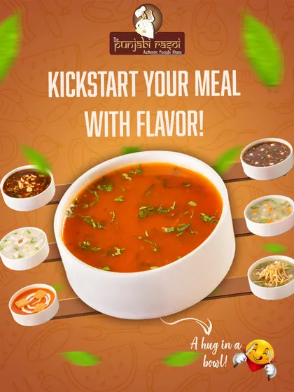 Kickstart your meal with a hug in a bowl. We offer a variety of soups, from classic tomato to hearty manchow, to warm you up.