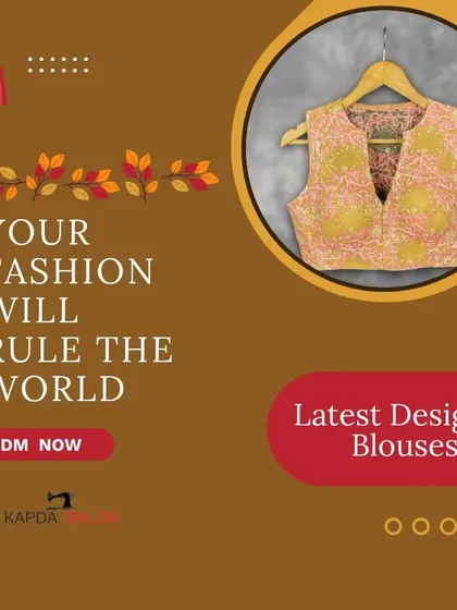 Your fashion will rule the world. This graphic features one of our latest designer blouses, a beautiful sleeveless piece with intricate embroidery.