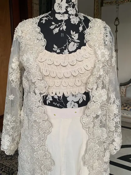 Another look at the jacket and blouse combination. The details on this set are what make it so special.