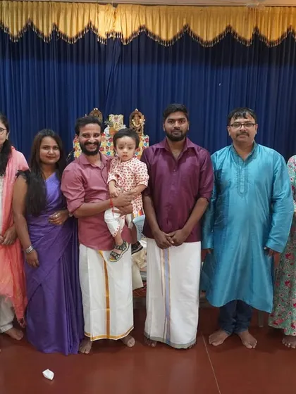 Our faculty members and their families gather for a group photo during the Dasara Mahotsav celebrations at our conservatory.