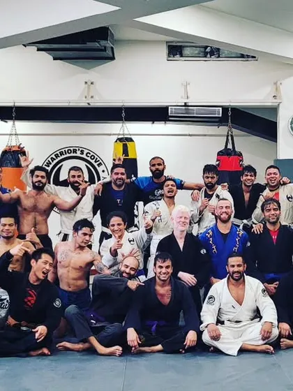 The team celebrating after a successful day of promotions and hard training.