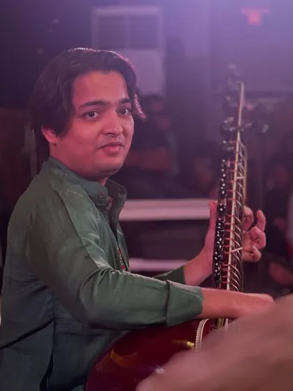 A moment of connection with my fellow artists on stage in Banaras. Performing with Yashwant Vaishnav bhai and Khurram Ali Niazi made the night even more special.