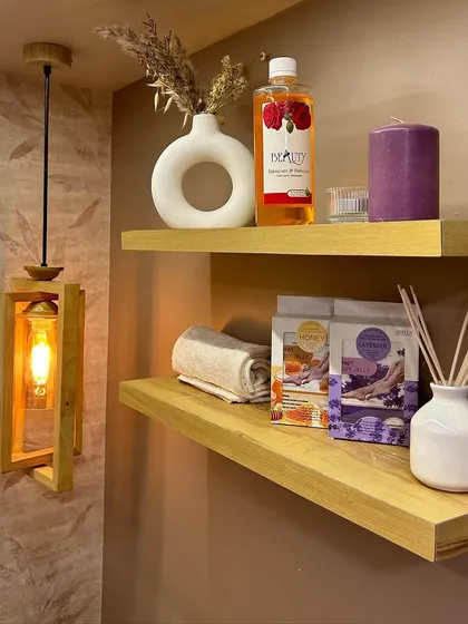 It's all in the details. We use high-quality products and create a soothing ambiance in every corner of our studio, including our pedicure area.
