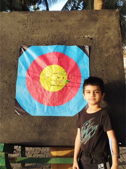 Six-year-old Vansh with his bullseye. My goal is to make archery accessible and inspiring for everyone, starting from a young age.