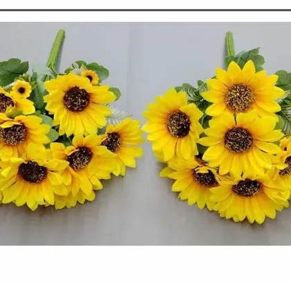 A larger, fuller bunch of our artificial sunflowers, perfect for creating a statement bouquet. Item number 4133.