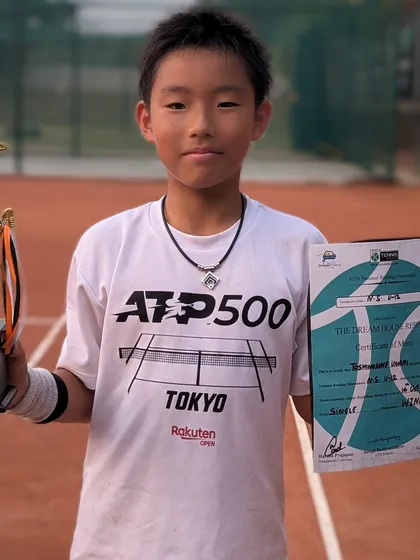 I nurture talent from a young age, and it is rewarding to see that early work pay off. Here is Toshinosuke celebrating his first Under-12 National Series singles title in Jaipur, a significant achievement for a dedicated young player.