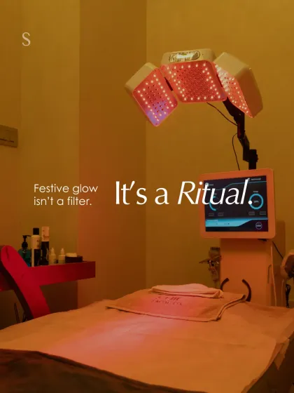Festive glow is not a filter; it is a ritual. Our treatment room, with its advanced technology, is where real, lasting radiance is born.