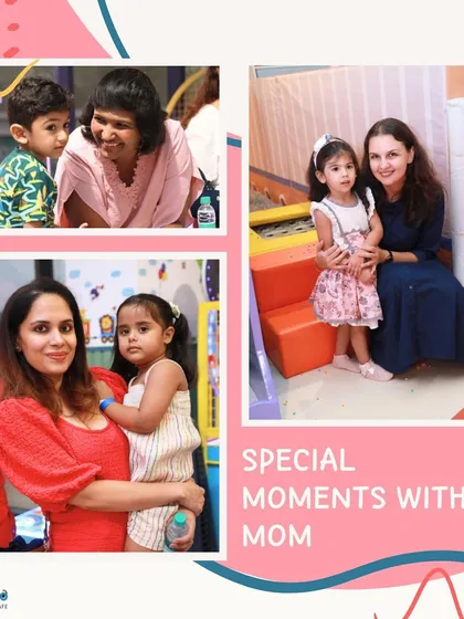 A collage showing special moments between mothers and their children at our cafe. These photos capture the loving, happy atmosphere we strive to create for every family that visits us.