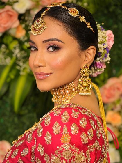Our signature soft bridal glam. This look is all about enhancing natural beauty with a flawless base, subtly defined eyes, and a pretty nude-pink lip.