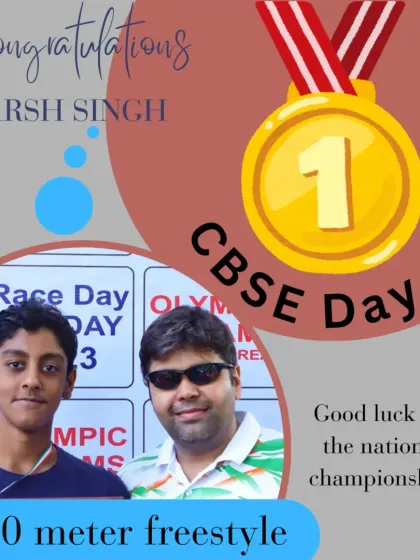 A golden start for Darsh Singh in the 1500-meter freestyle at the CBSE North Zone Swimming Competition, qualifying him for Nationals.