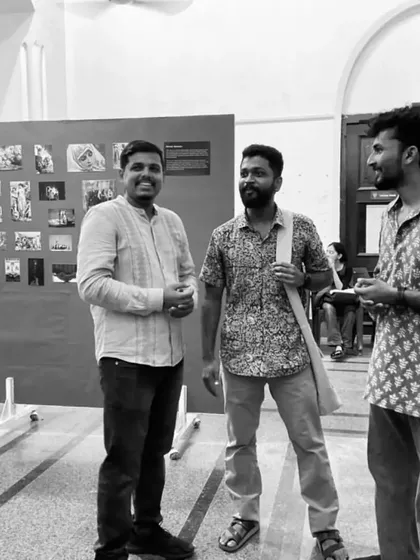 Candid moments with friends at an exhibition at Sir J.J. School of Art.