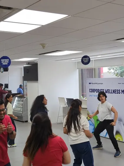 Leading the team at Mercer through a high-energy Zumba routine during their Corporate Wellness Month. I focus on simple, effective moves so everyone, regardless of fitness level, can join in and feel the benefits of a great cardio workout.
